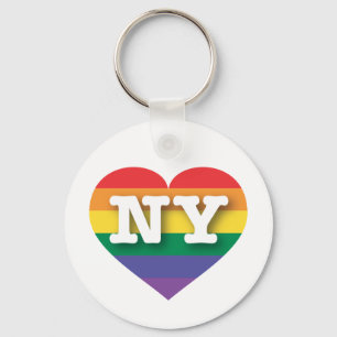 I Love New York Rainbow Heart Keychain