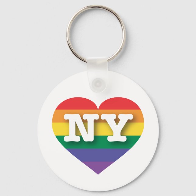I Love New York Rainbow Heart Keychain (Front)