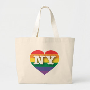 I Love New York Rainbow Heart Large Tote Bag