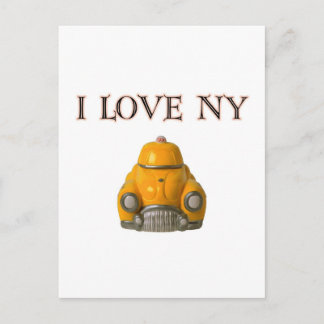 I Love New York Yellow Chequered Taxi Cab Postcard