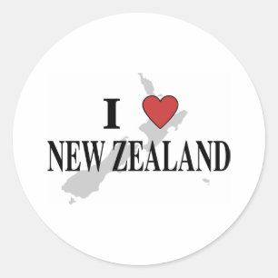 I Love New Zealand Classic Round Sticker