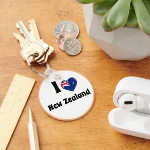 I love New Zealand & Heart country, travel /sports Keychain