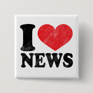 I Love News 2 Inch Square Button