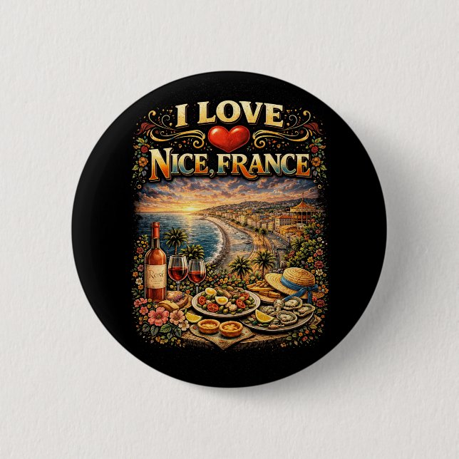 I Love Nice 2 Inch Round Button (Front)