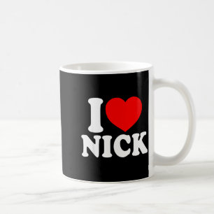 I Love Nick, I Heart Nick Name, Red Heart Valentin Coffee Mug