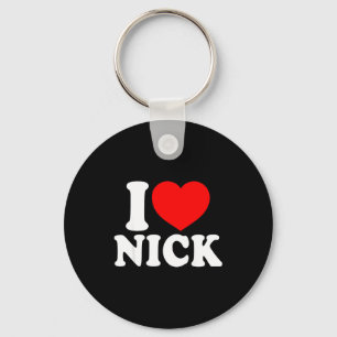I Love Nick, I Heart Nick Name, Red Heart Valentin Keychain
