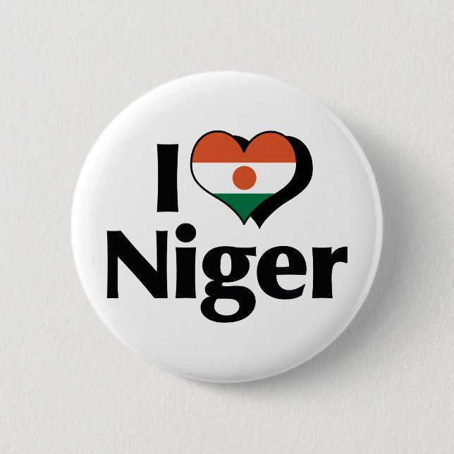 I Love Niger Flag 2 Inch Round Button (Front)