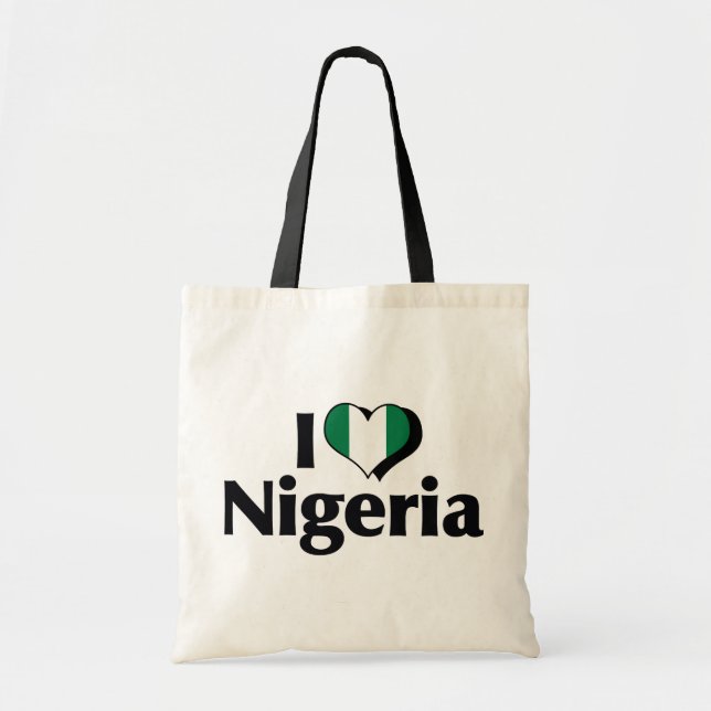 I Love Nigeria Flag Tote Bag (Front)