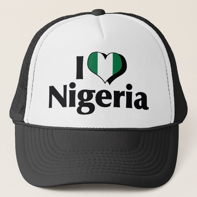 I Love Nigeria Flag Trucker Hat (Front)
