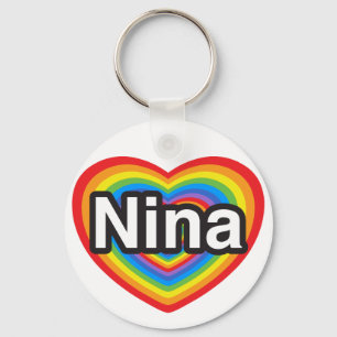 I love Nina. I love you Nina. Heart Keychain