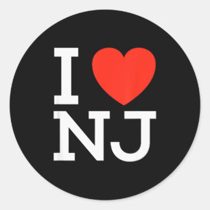 I Love Nj - Heart T Shirt For New Jersey Lovers  Classic Round Sticker