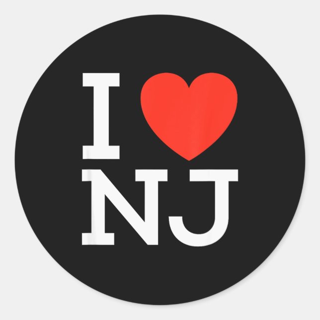 I Love Nj - Heart T Shirt For New Jersey Lovers  Classic Round Sticker (Front)