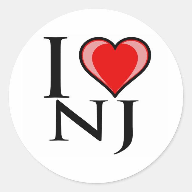 I Love NJ - New Jersey Classic Round Sticker (Front)