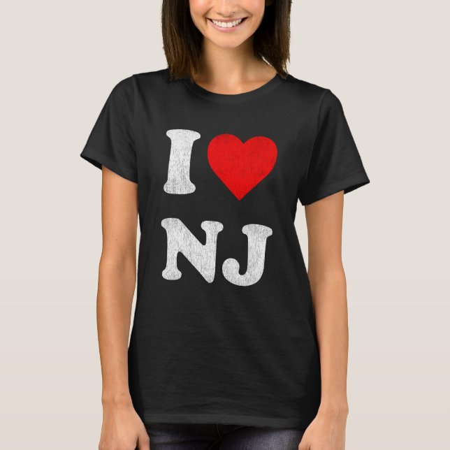 I Love NJ Souvenir I Heart New Jersey T-Shirt (Front)