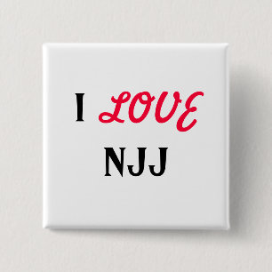 I, LOVE, NJJ 2 INCH SQUARE BUTTON