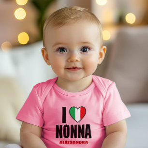I LOVE NONNA personalized Pink Baby Bodysuit