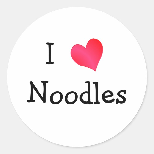 I Love Noodles Classic Round Sticker (Front)