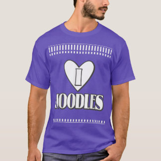 I love Noodles Kawaii Instant Ramen Black and Whit T-Shirt