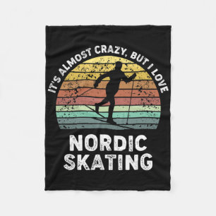 I Love Nordic Skating Ice Sports Lover Best Holida Fleece Blanket