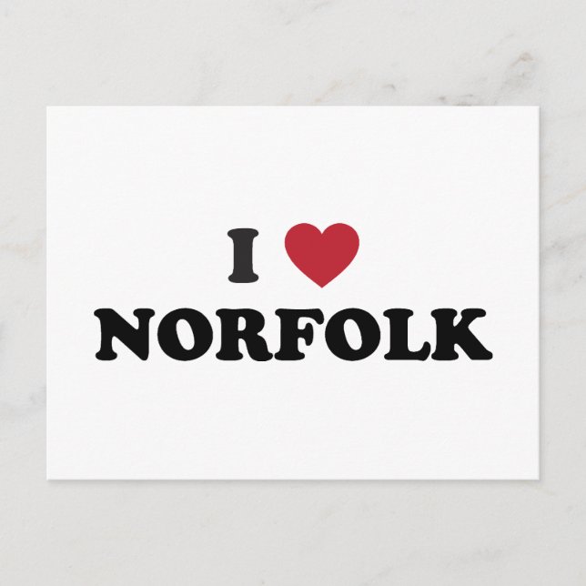 I Love Norfolk Virginia Postcard (Front)