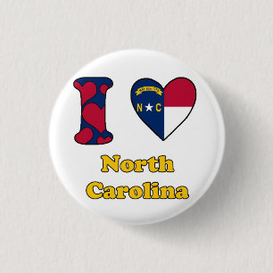 I love North Carolina 1 Inch Round Button