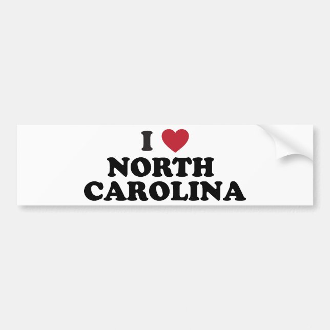 I Love North Carolina Bumper Sticker (Front)