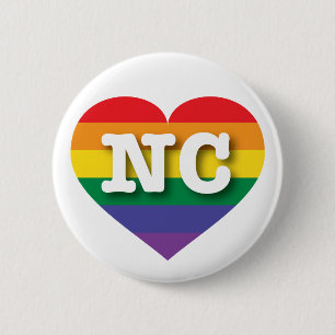 I Love North Carolina Rainbow Heart 2 Inch Round Button