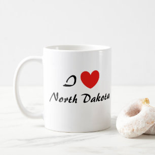 I Love North Dakota Heart Typography Coffee Mug