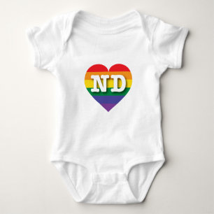 I Love North Dakota Rainbow Heart Baby Bodysuit