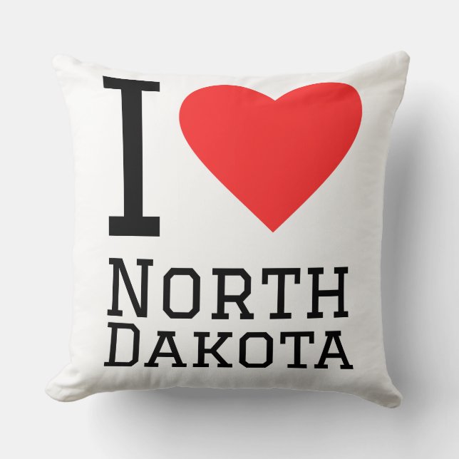 I love North Dakota  Throw Pillow (Front)