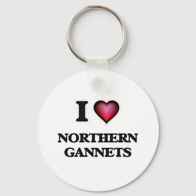 I Love Northern Gannets Keychain (Front)