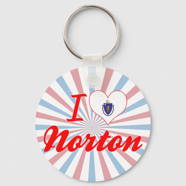 I Love Norton, Massachusetts Keychain (Front)