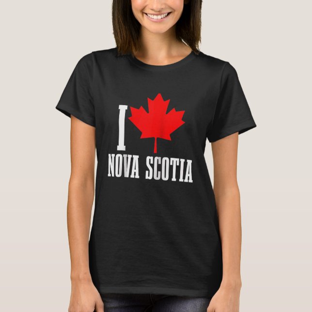I Love Nova Scotia Maple Leaf Canada Canadian Flag T-Shirt (Front)