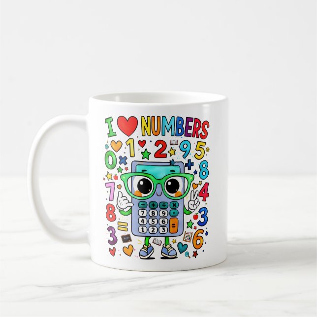 I Love Numbers Cute Maths Calculator Mug (Gauche)