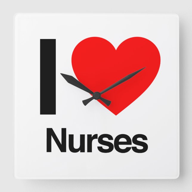i love nurses square wall clock (Front)