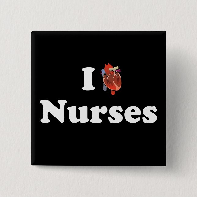 I love nursing 2 inch square button (Front)