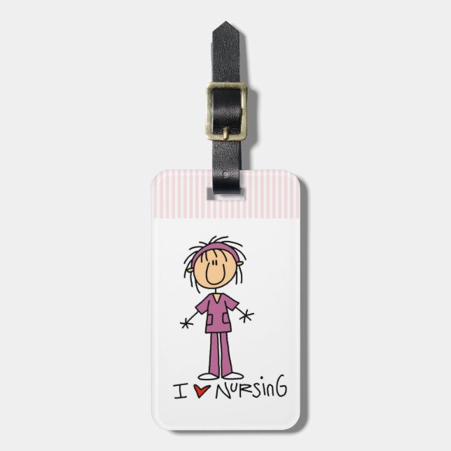 I Love Nursing Luggage Tag (Front Vertical)