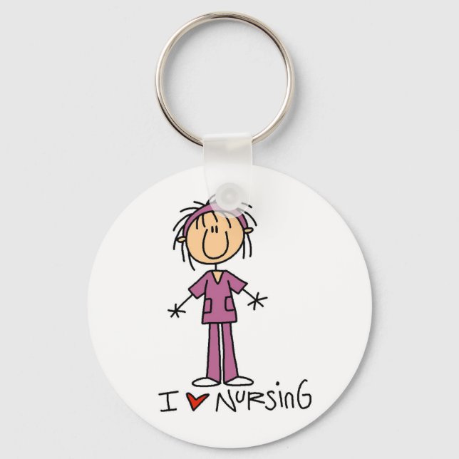 I Love Nursing T-shirts and Gifts Keychain (Front)