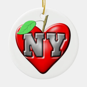 I Love NY Ceramic Ornament