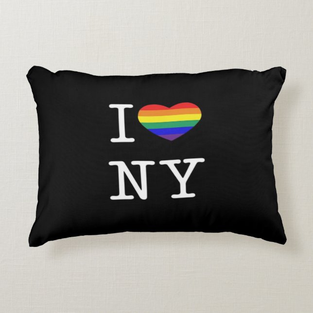 I Love NY - Gay Pride Rainbow Heart Classic Accent Pillow (Front)