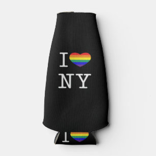 I Love NY - Gay Pride Rainbow Heart Classic Bottle Cooler