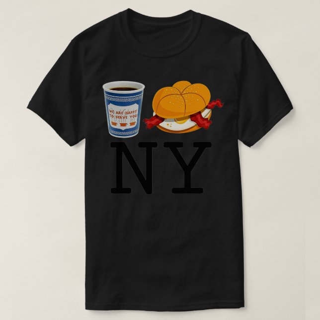 I love NY New York Bacon Egg and Cheese and Coffee T-Shirt (Design Front)
