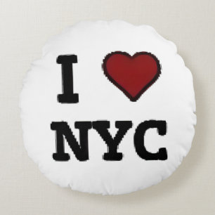 I Love NYC heart Round Pillow