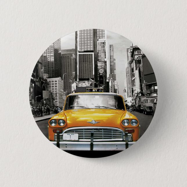 I Love NYC - New York Taxi 2 Inch Round Button (Front)