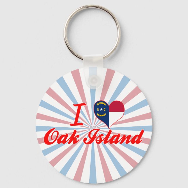 I Love Oak Island, North Carolina Keychain (Front)