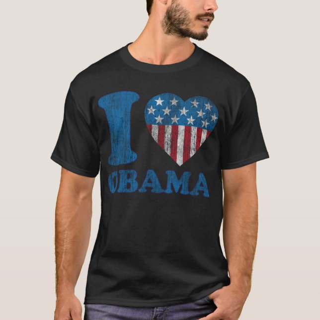 i Love Obama Classic Stars - Stripes I Heart Shirt (Front)