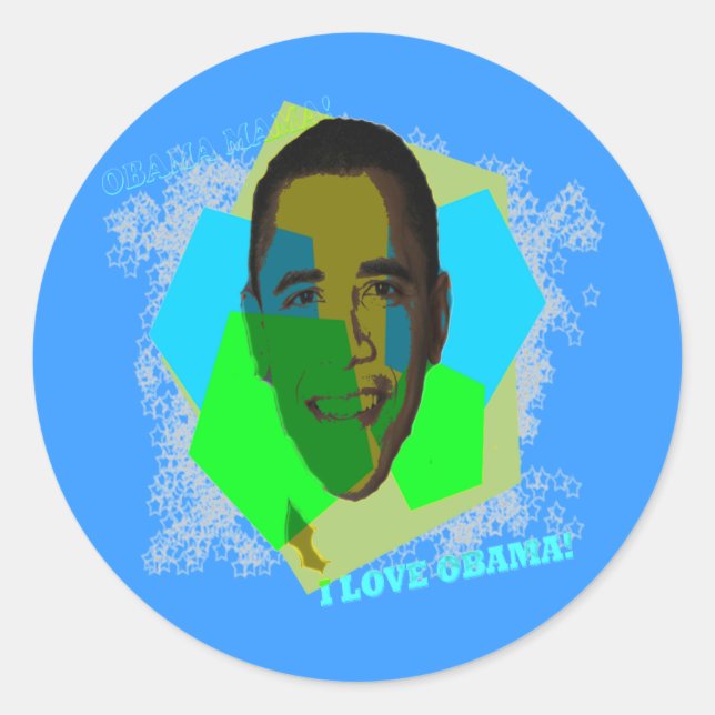 I LOVE OBAMA! STICKER! CLASSIC ROUND STICKER (Front)