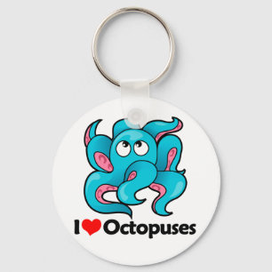 I Love Octopuses Keychain