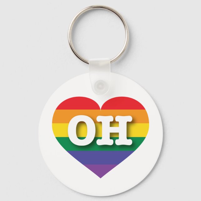 I love Ohio Gay Pride Rainbow Heart Keychain (Front)