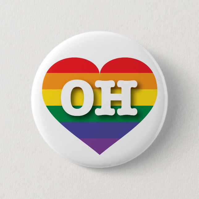 I Love Ohio Rainbow Heart 2 Inch Round Button (Front)